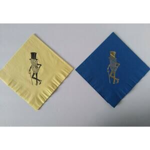 Mr Peanut Napkins Yellow Blue Paper Cocktail Dinner Planters Set Of 2 Vintage